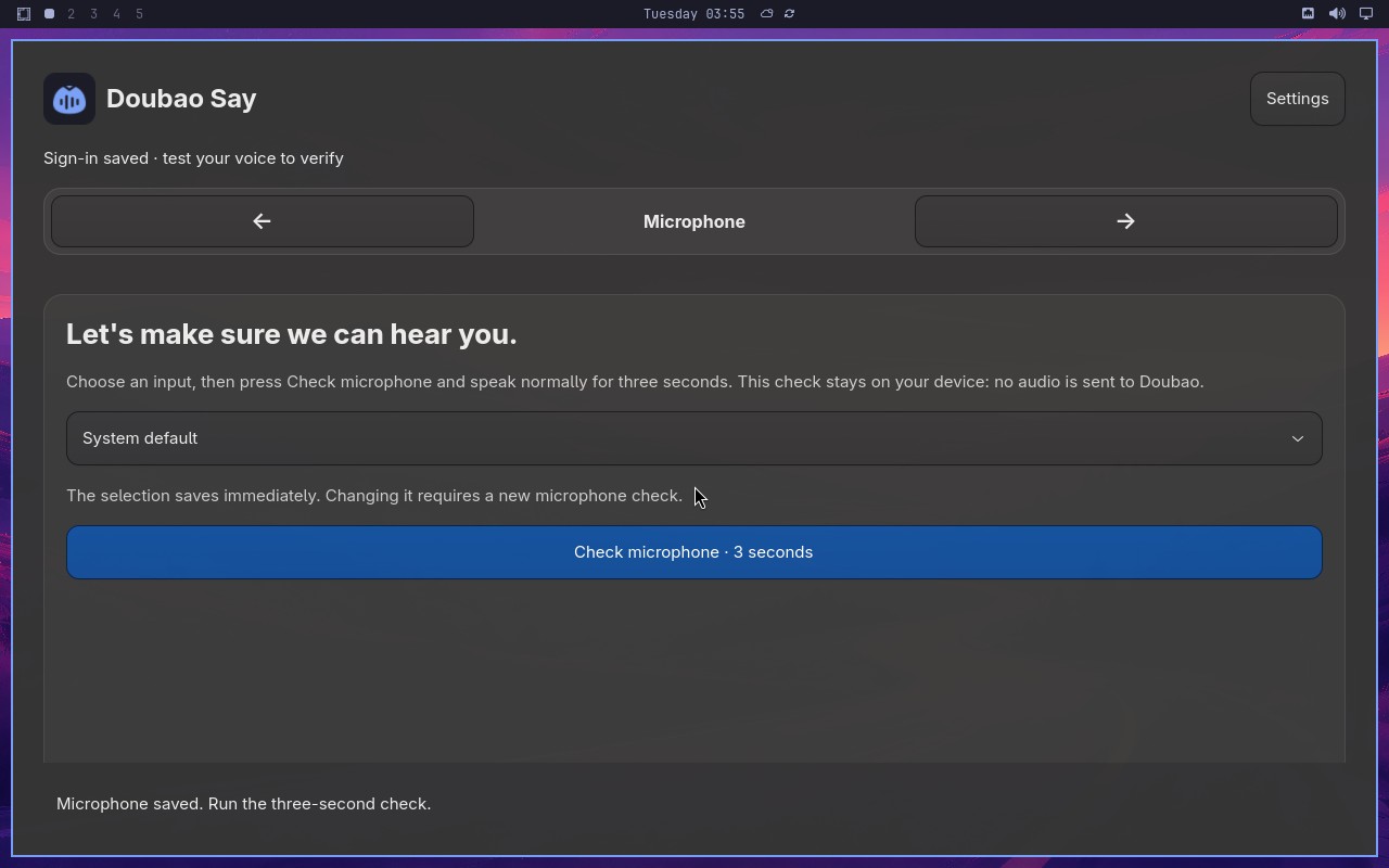 Changing microphone requires another check node screenshot