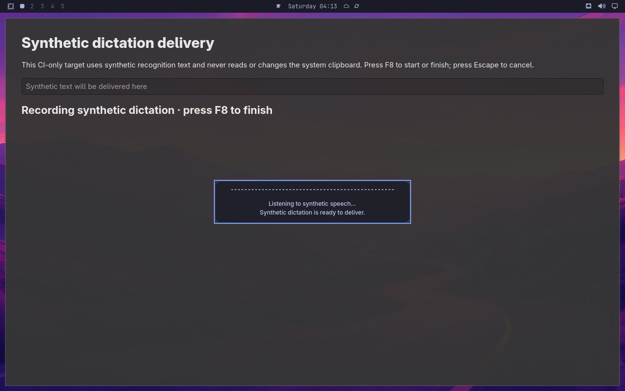 Cancel synthetic dictation without delivering text node screenshot